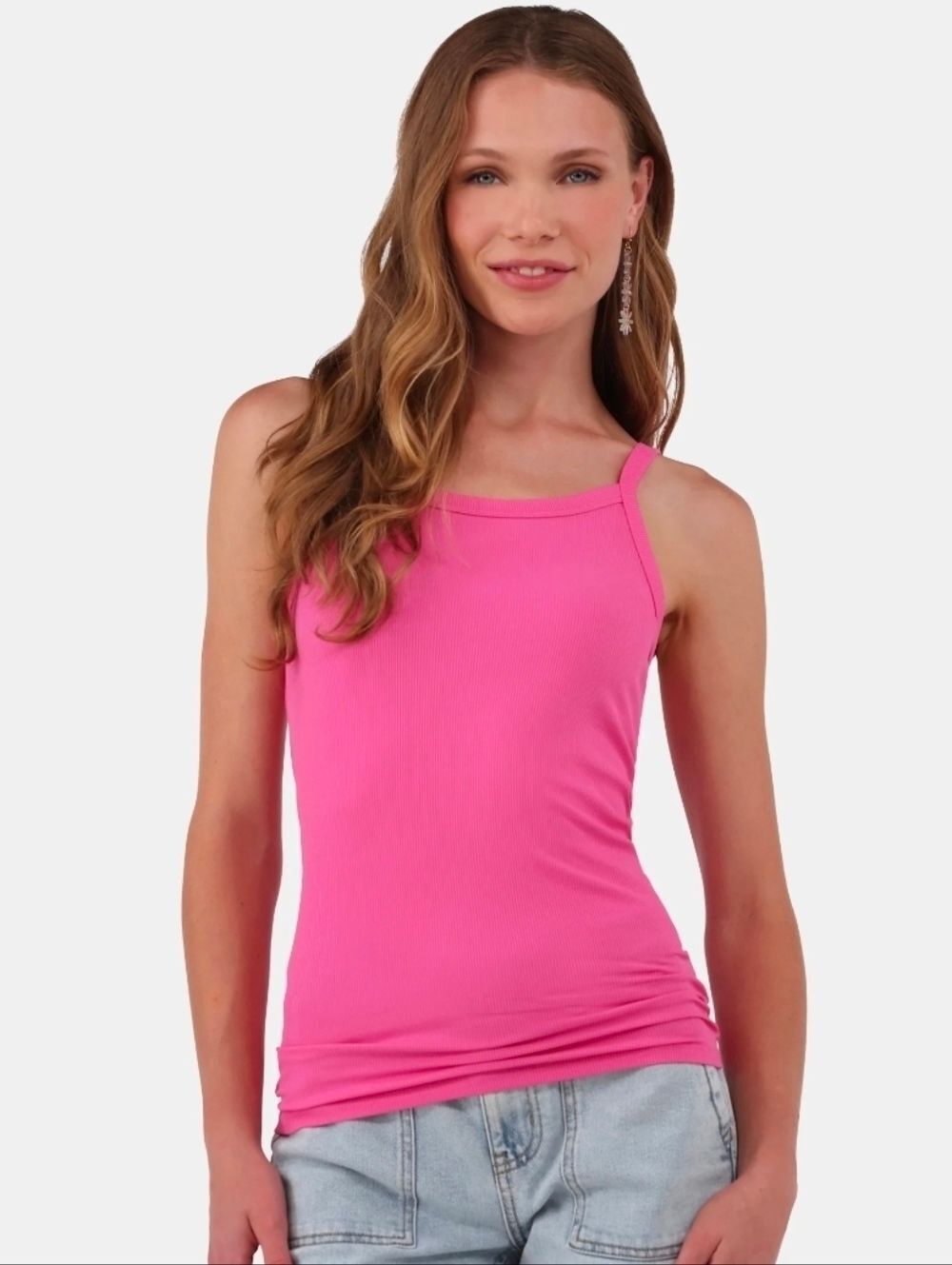 🔺️Pink Ribbed Fitted Sleeveless Top Medium